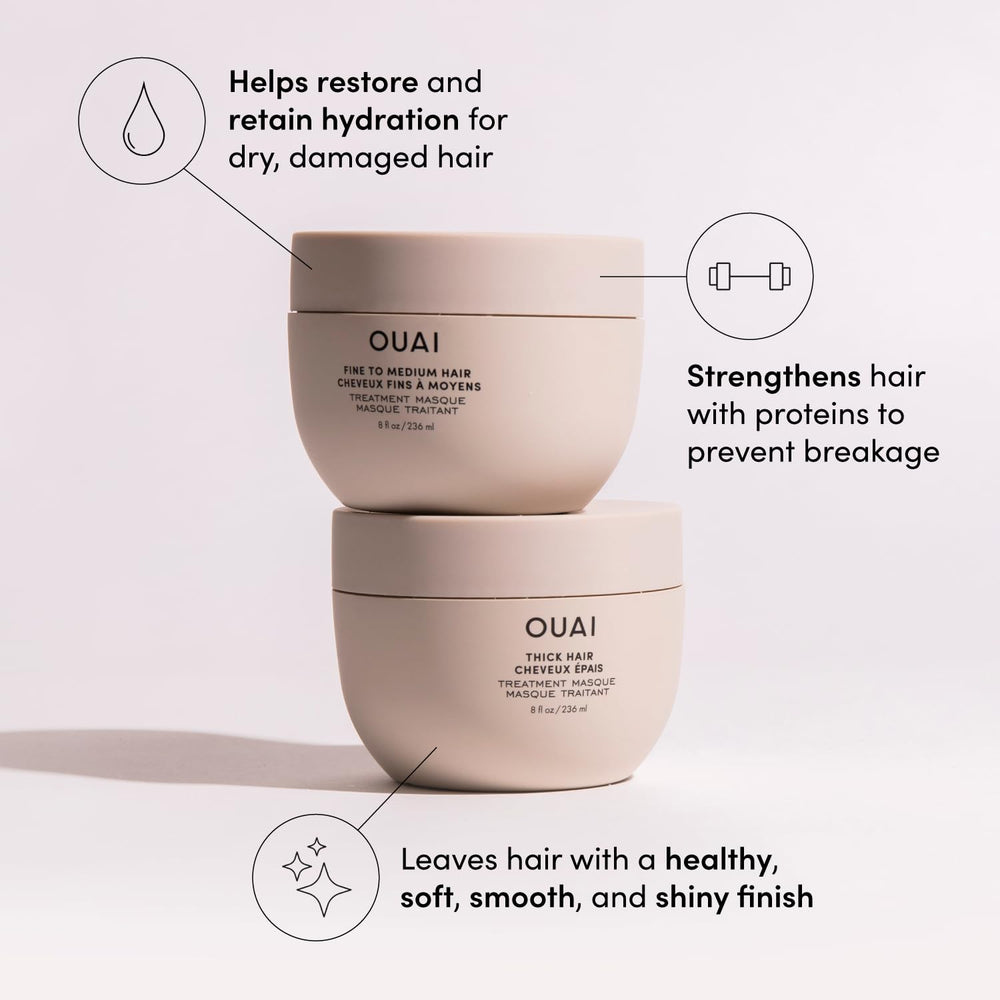 OUAI leave-in conditioner dispense: convenient spray for on-the-go hydration and manageability.