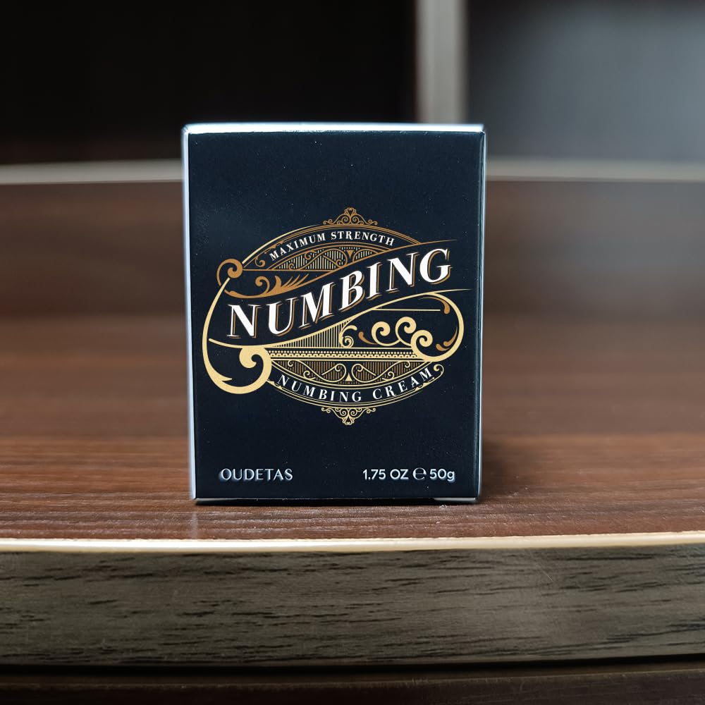 Oudetas Numbing Cream packaging with child-resistant cap for safety.