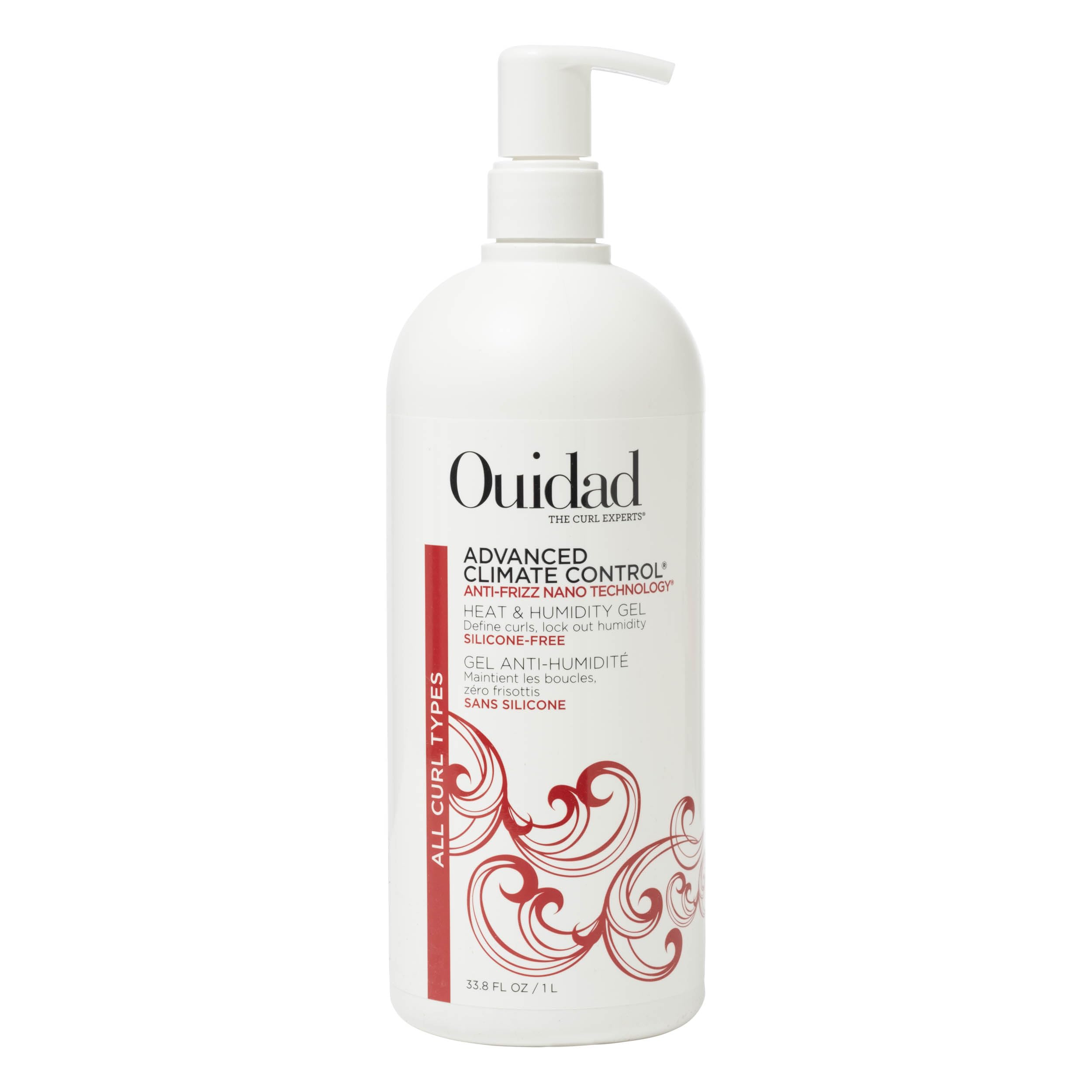 Ouidad Advanced Climate Control gel bottle for humidity protection and defined curls.