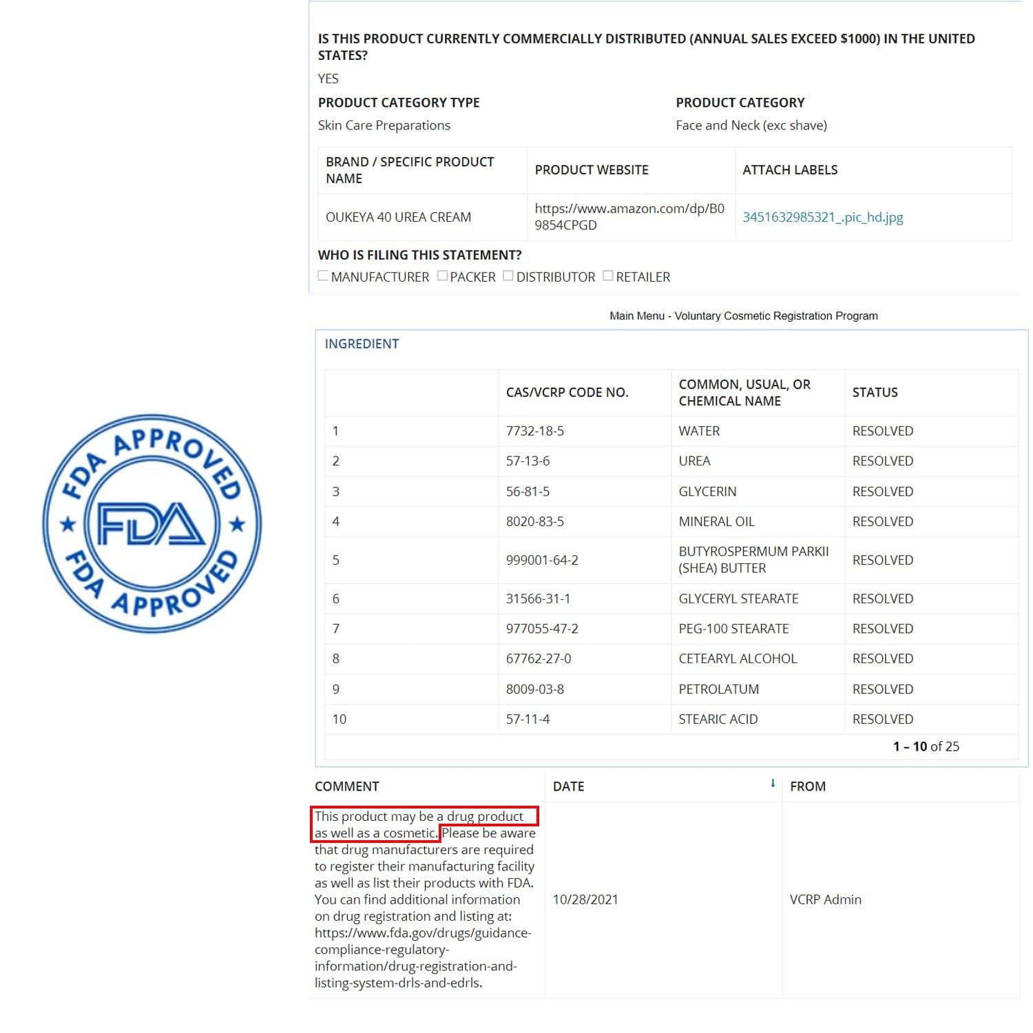 OUKEYA Dermatologist-tested badge indicating gentle care