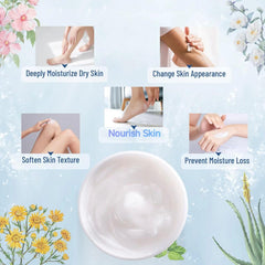 OUKEYA foot and hand cream in use, softening dry areas.