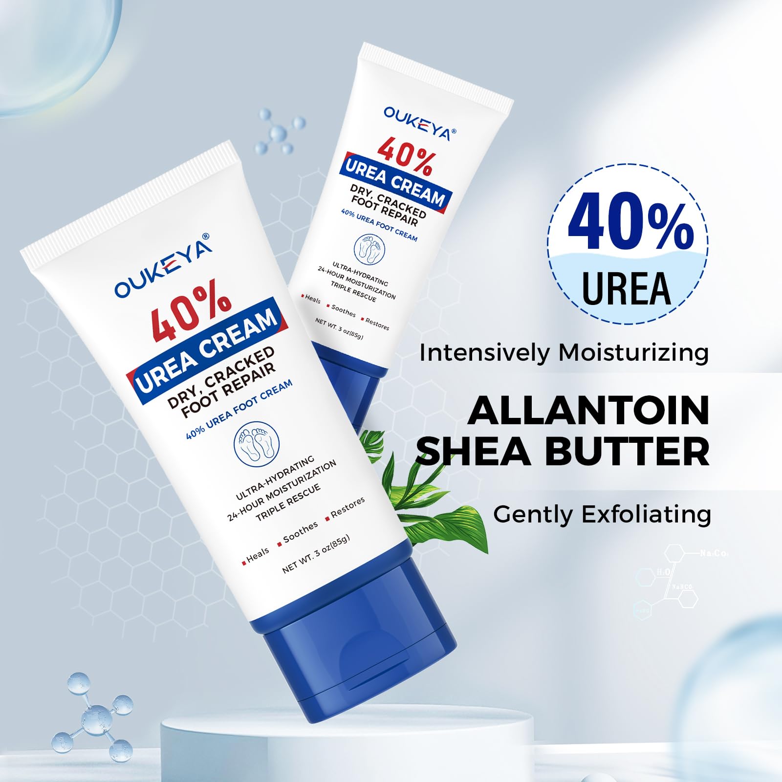 OUKEYA Urea Cream 40% moisture visual emphasizing glycerin hydration