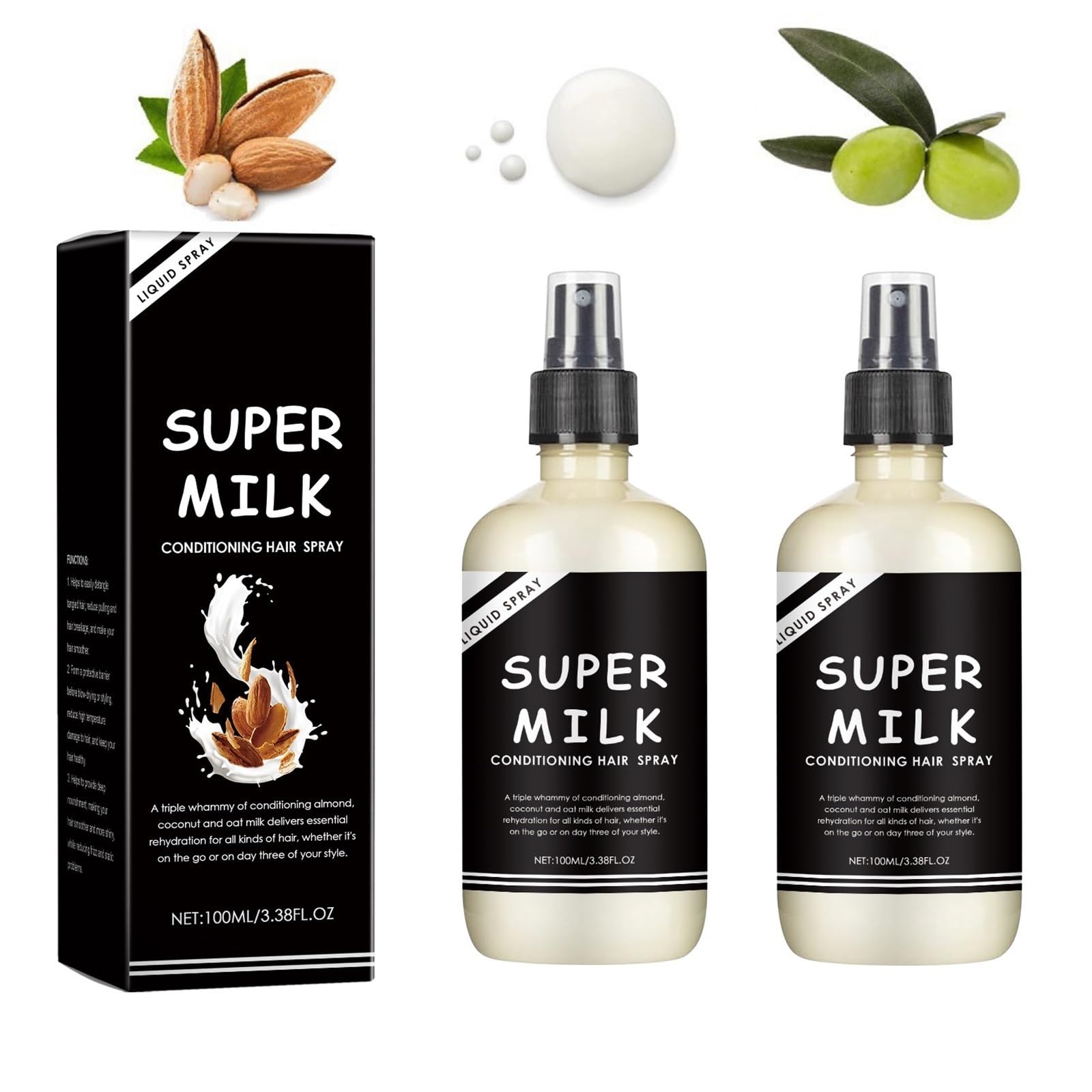 OUKPANE Super Milk Primer bottle demonstrates lightweight, non-greasy hydration for all hair types.