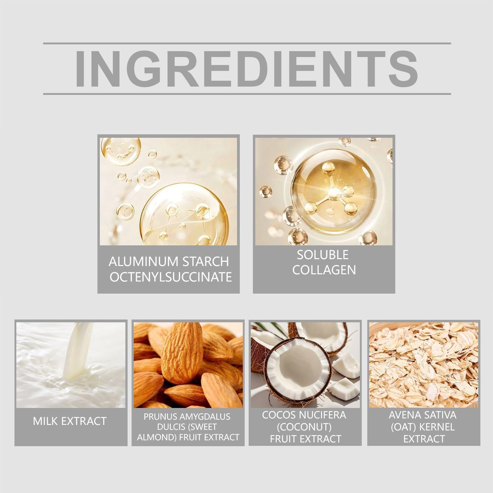 OUKPANE Super Milk Primer ingredients list highlights almond, coconut, and oat milks.