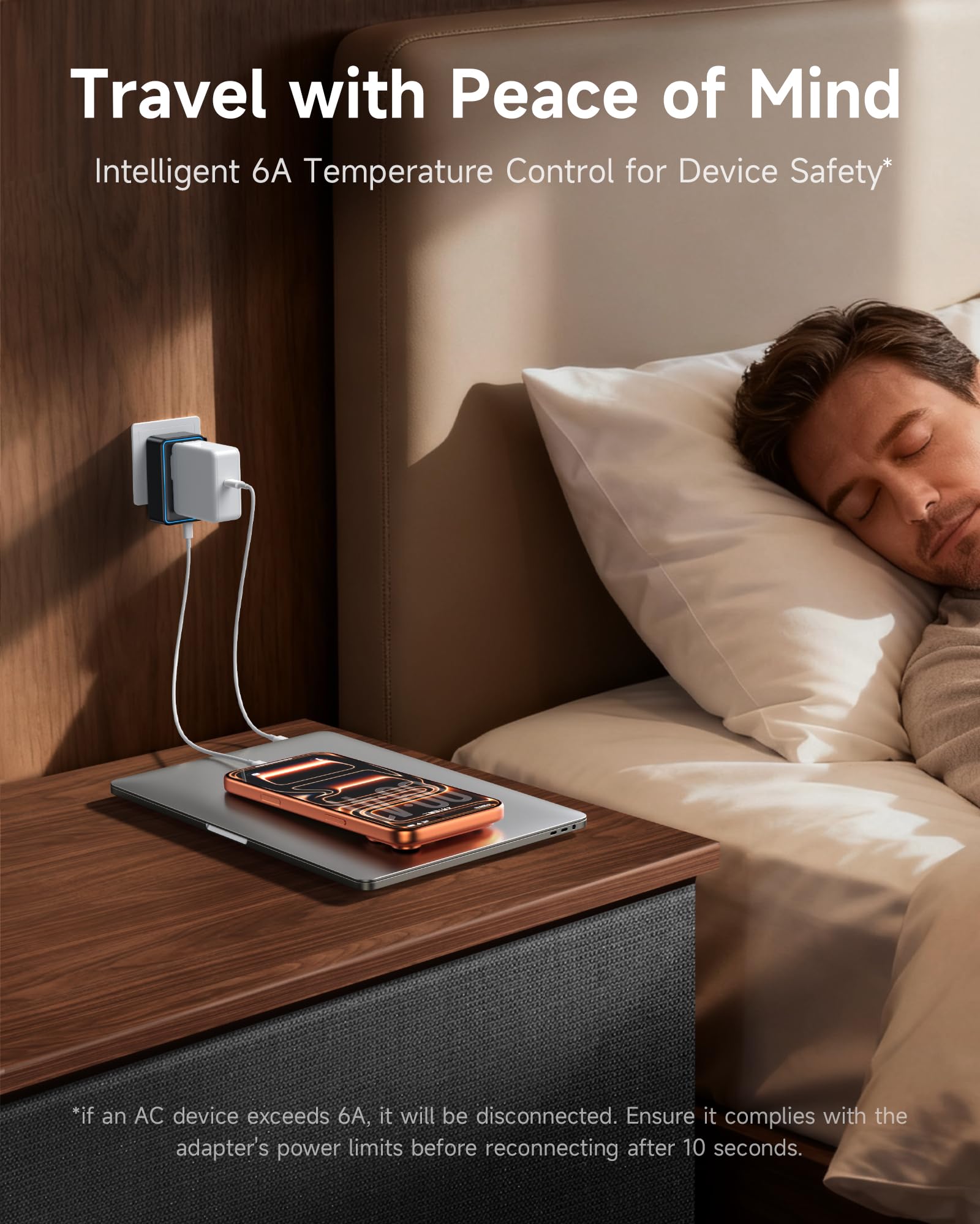 Ounamio safety features protect devices from over-voltage and short circuits.