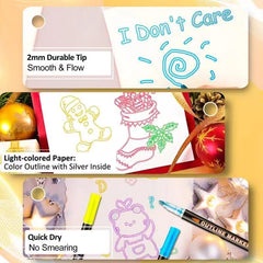 OUNIY 2mm chisel-tip outline marker writes smoothly on paper.
