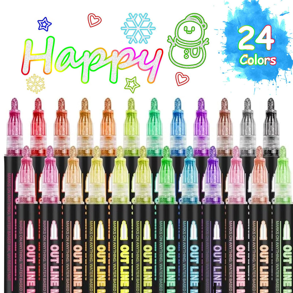 OUNIY double-line outline markers deliver vivid outlines for doodles.