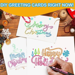 OUNIY Double-line shimmer markers create dual-color outlines on light paper