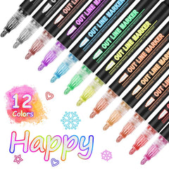 OUNIY Outline Marker Set in 12 colors for vibrant card outlines