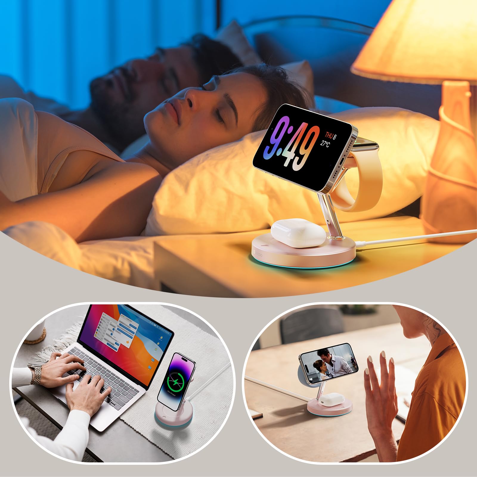 Ouotoo AirPods charging dock compatible with MagSafe devices