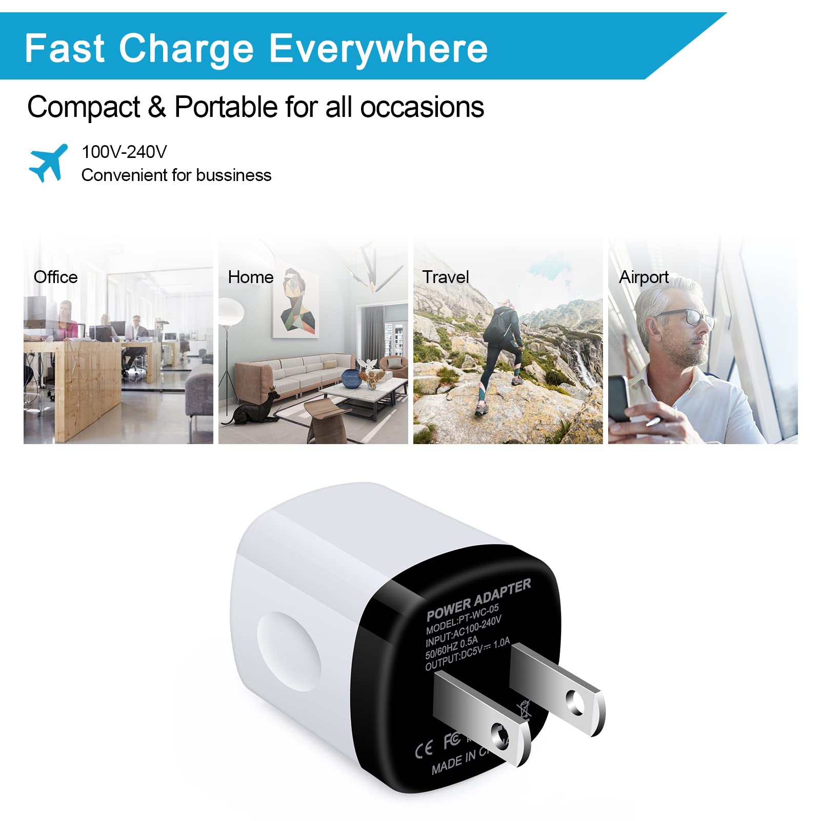 Ououdee rose-red charging cube, ideal for travel and daily use.