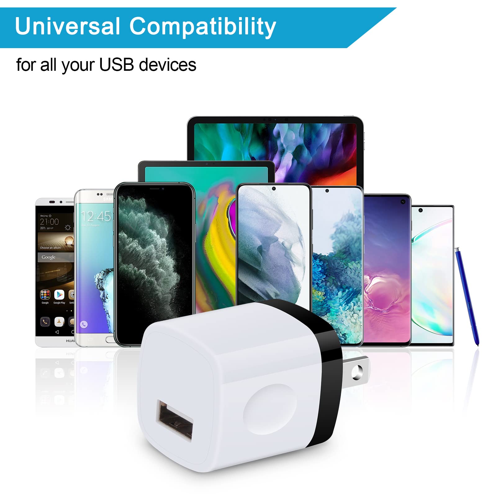 Ououdee white charging cube, universal compatibility for USB devices.