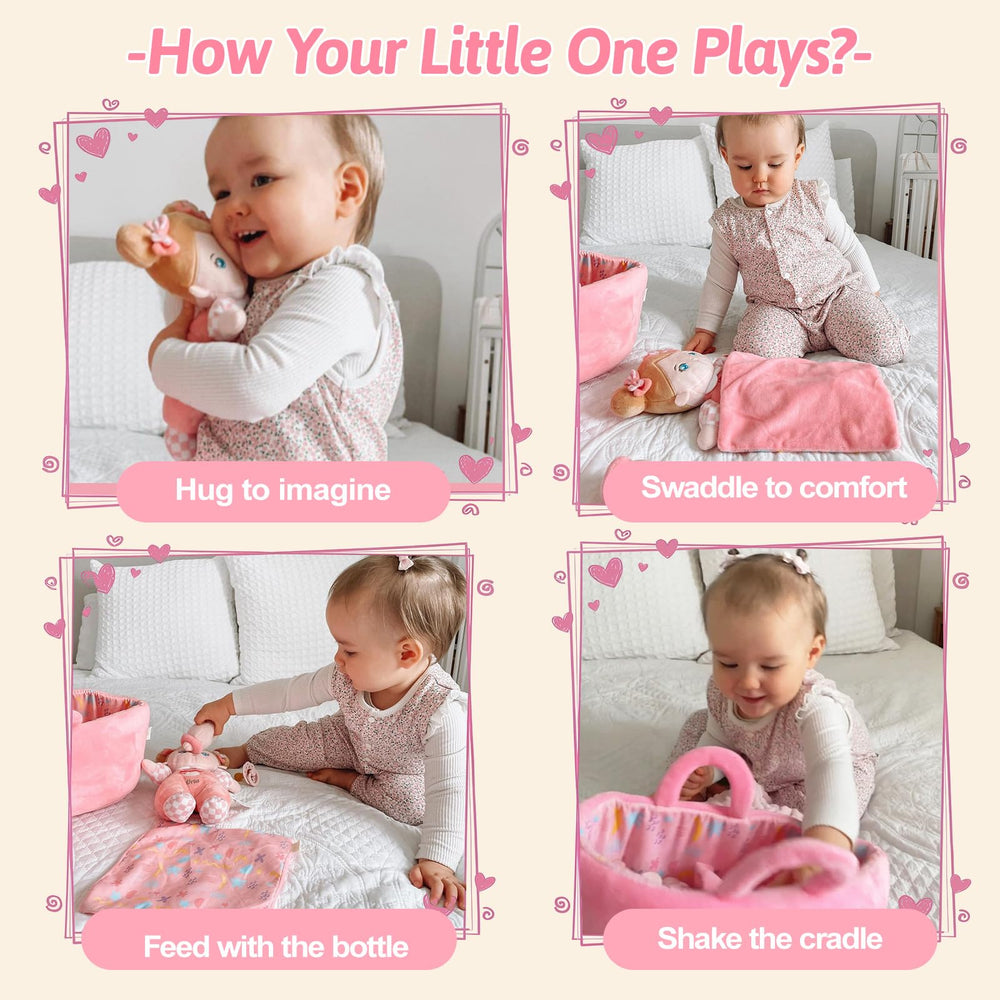 OUOZZZ doll bassinet ready for gentle rocking and naps.