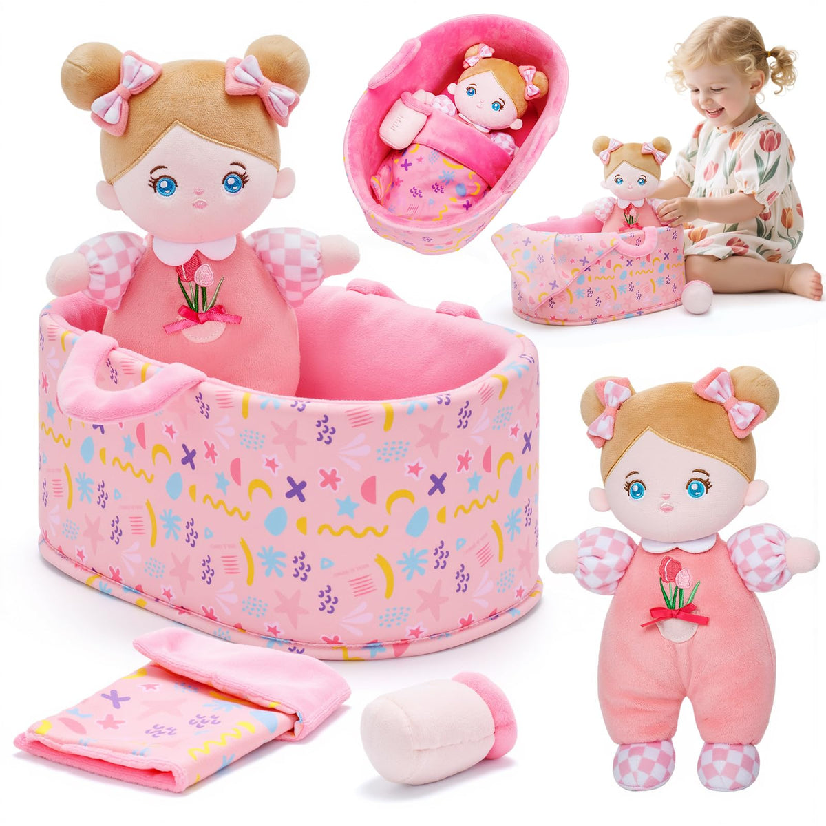OUOZZZ soft doll for safe cuddling and imaginative caregiving.