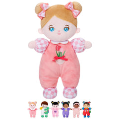OUOZZZ soft baby doll 10-inch face embroidery creates a cuddly companion for imaginative play.