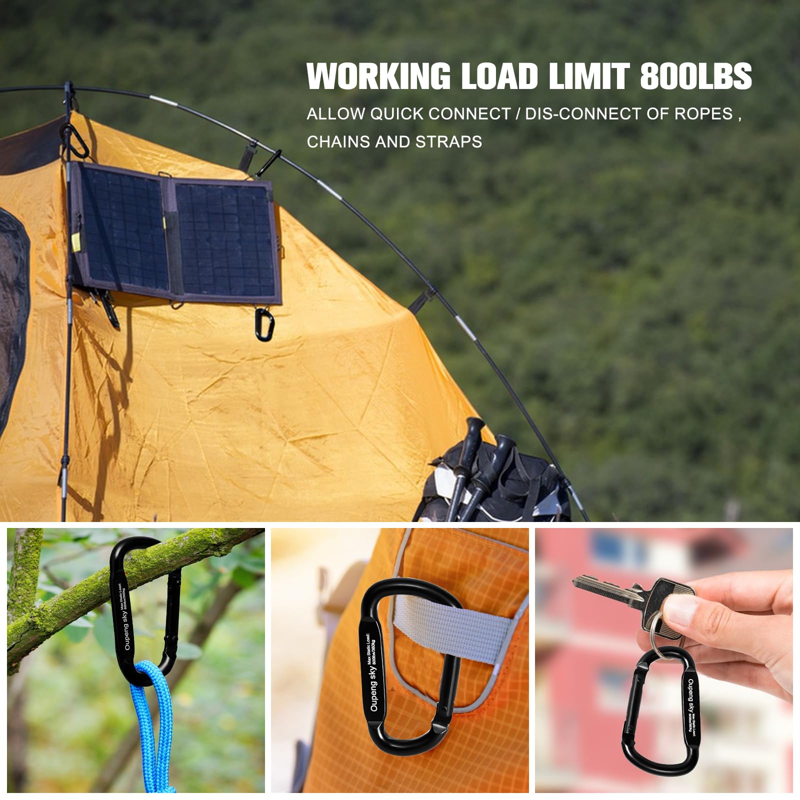 Oupeng Sky multi-use carabiner for travel and backpacking.