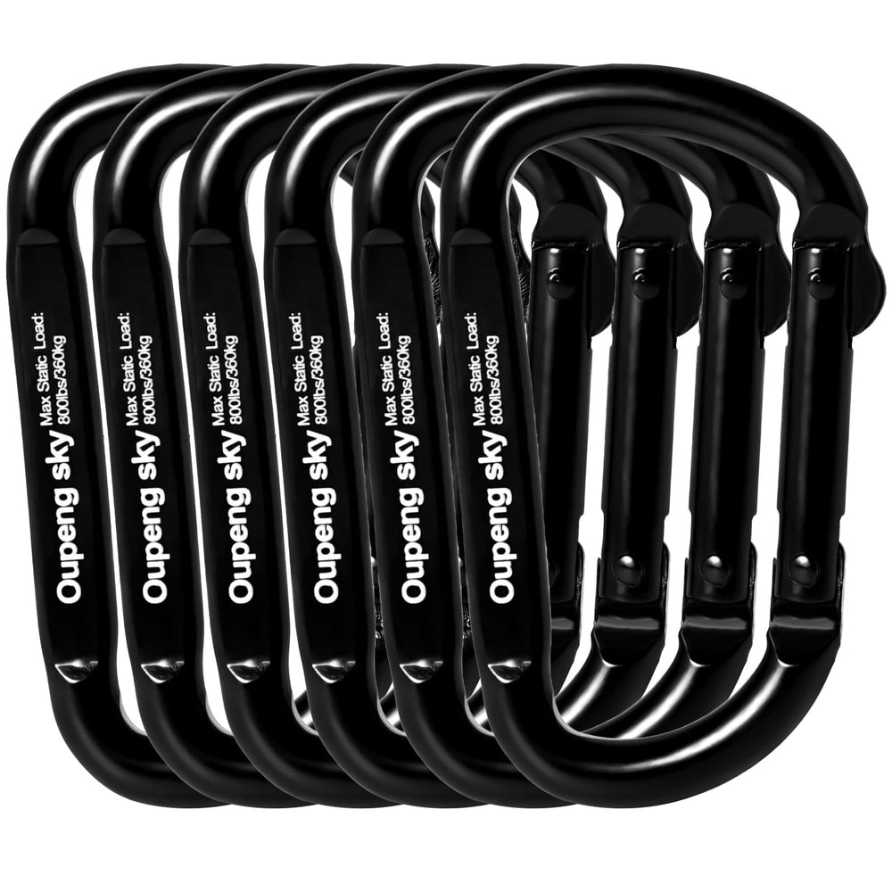 Oupeng Sky heavy-duty iron carabiner close-up showing durability and 800lbs capacity.