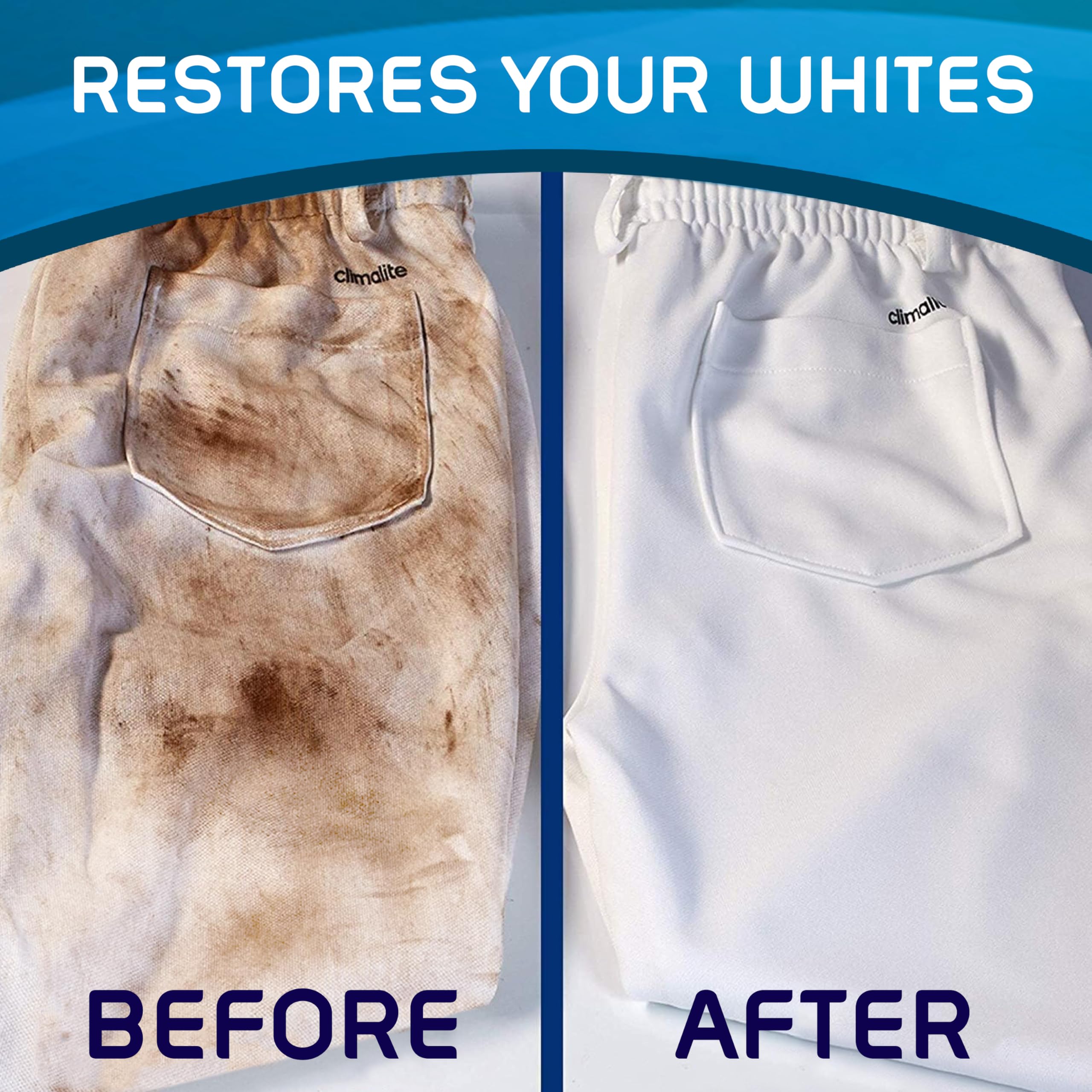 OUT White Brite powder in washing machine, whitening booster in action
