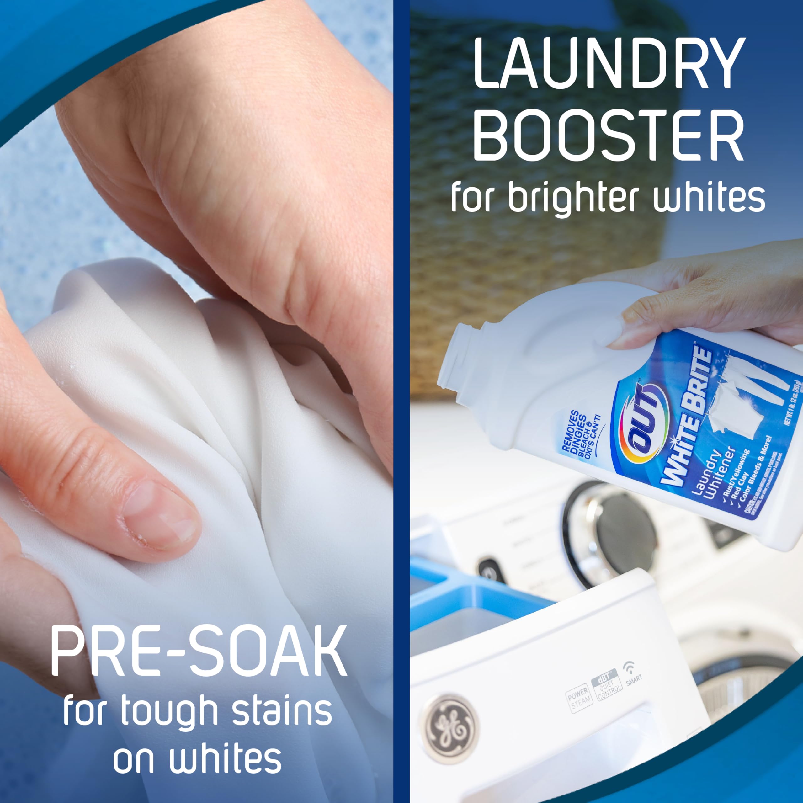 OUT White Brite on a white towel reviving dingy fabric