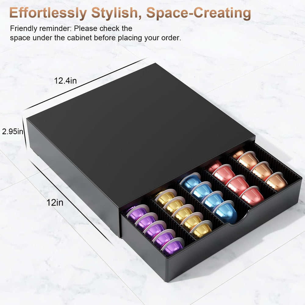 OUTIOE pull-out drawer design enables quick capsule retrieval.