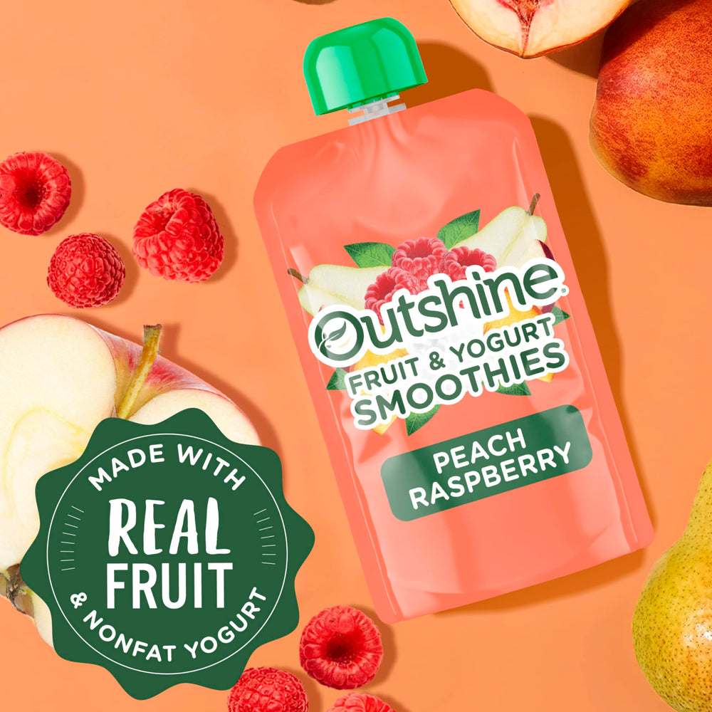 Outshine Smoothie Raspberry Peach pouch in a cooler bag ready for a picnic or trip.