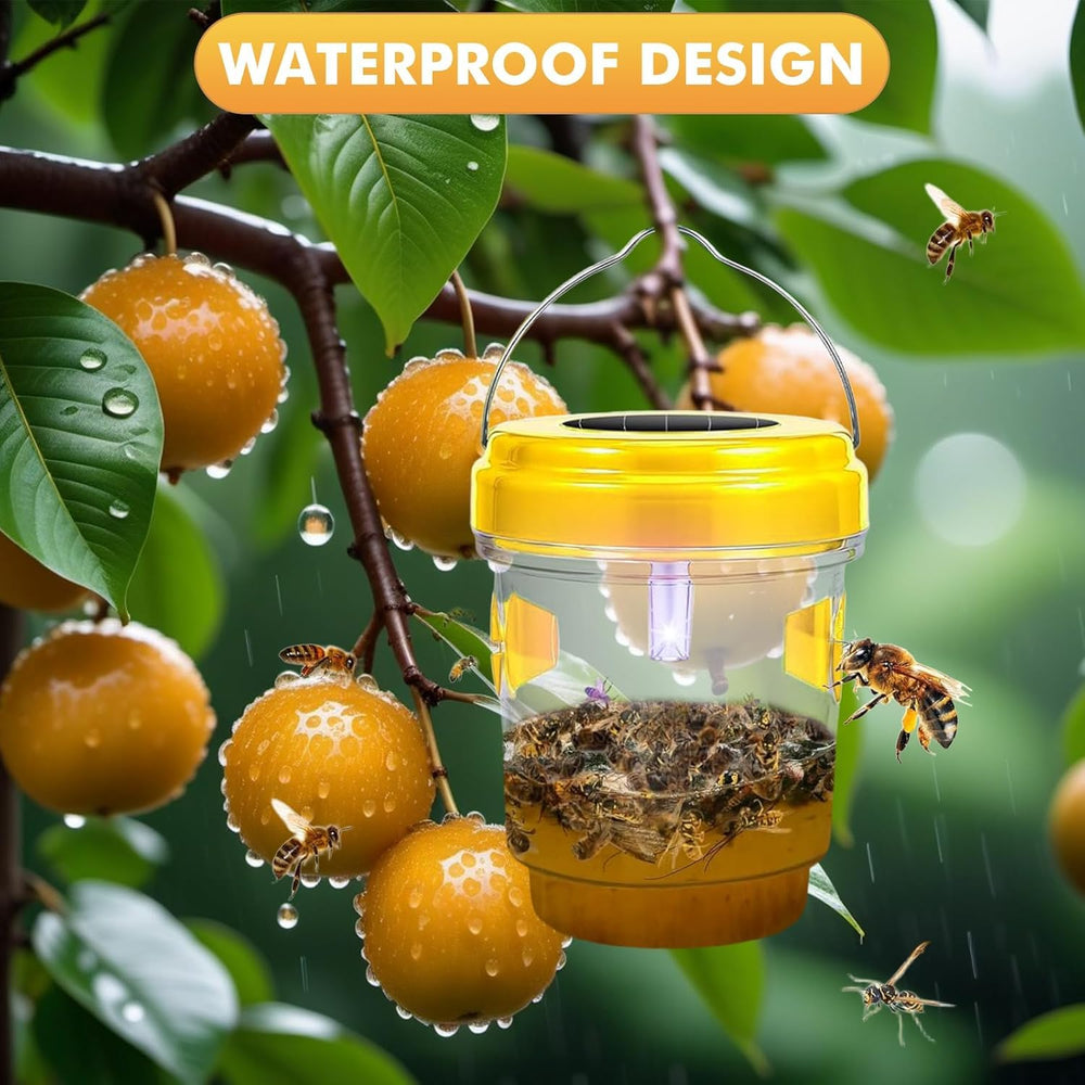 Outtkitywi solar-powered trap provides night-time attraction with UV light.
