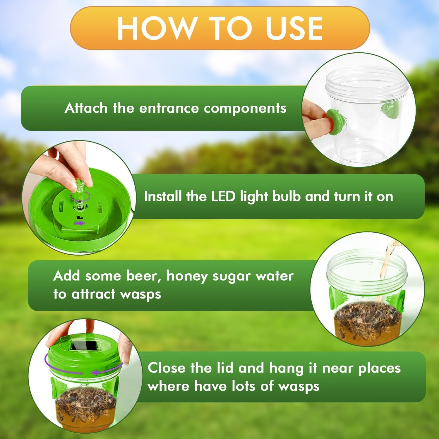 Outtkitywi Wasp Trap hanging strap for easy outdoor placement.