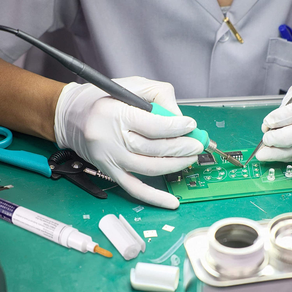 Outus soldering pen used for rework on through-hole joints and delicate connections.