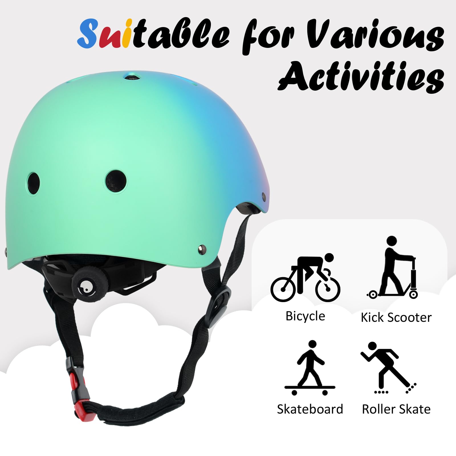 OUWOER kids bike helmet adjustment dial, easy custom fit