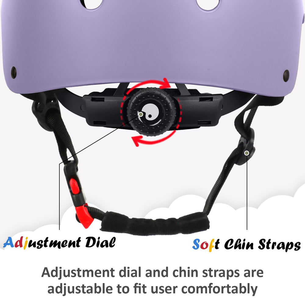 OUWOER Kids Bike Helmet showing the adjustment dial and pads for secure wear