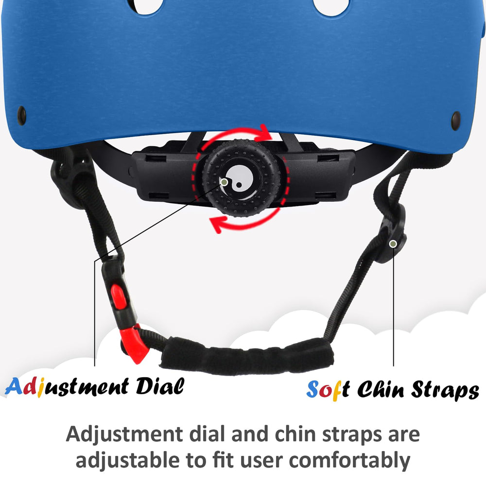 OUWOER Kids Bike Helmet blue dial adjustment for easy personalized fit