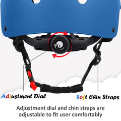 OUWOER Kids Bike Helmet blue dial adjustment for easy personalized fit