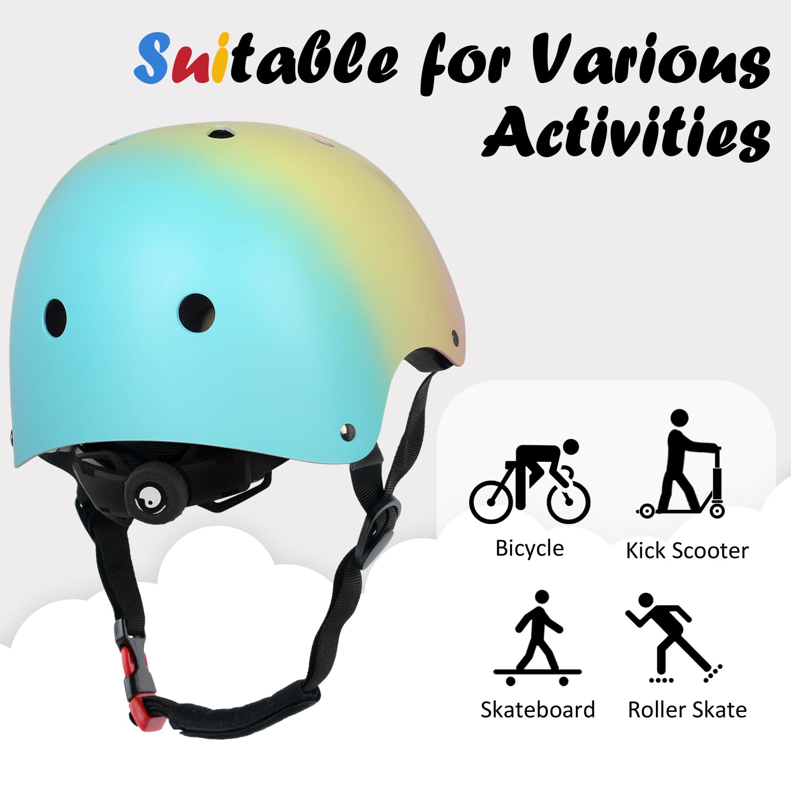 OUWOER Kids Bike Helmet side profile shows compact protective design.