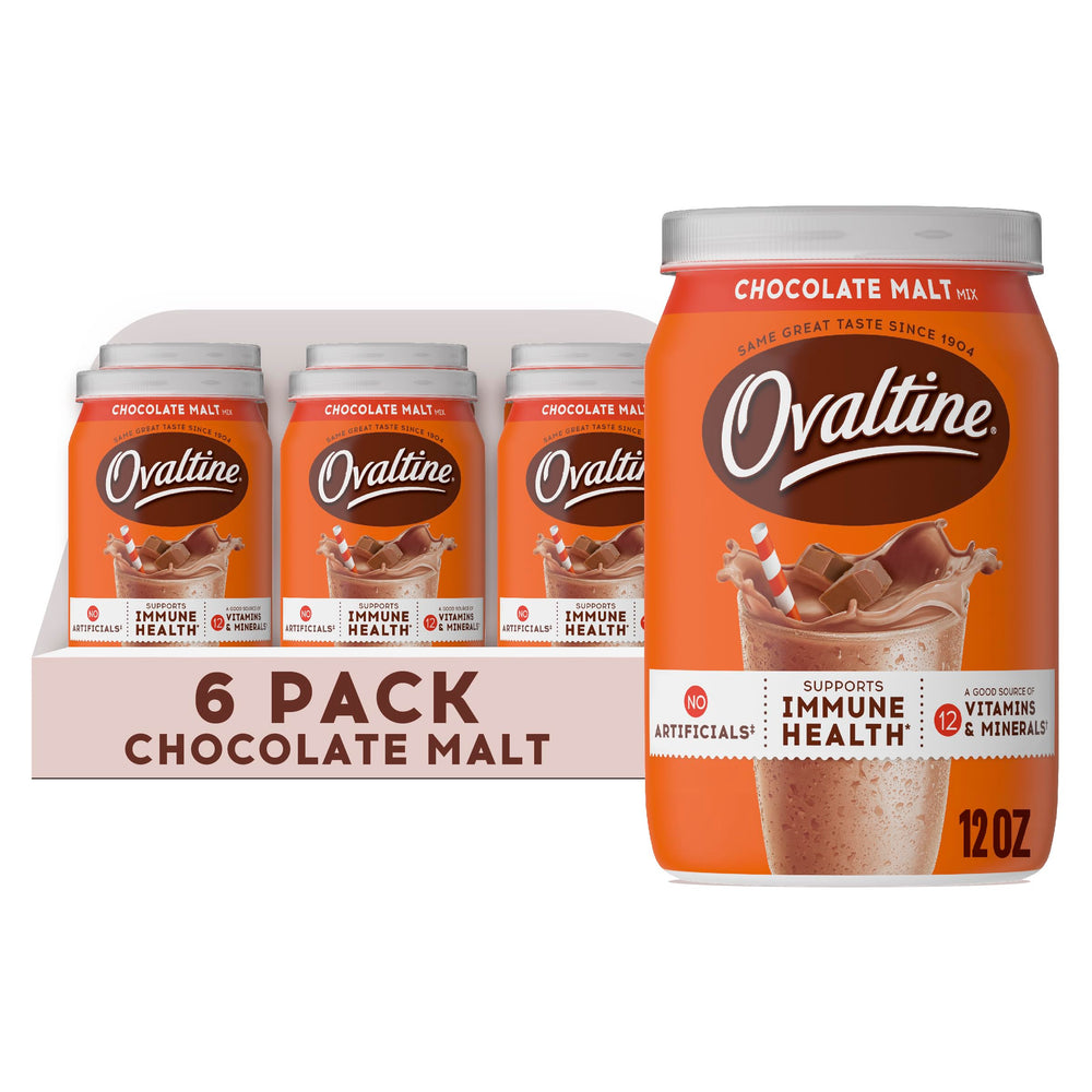 Ovaltine chocolate malt powder canister ready for family milk moments.