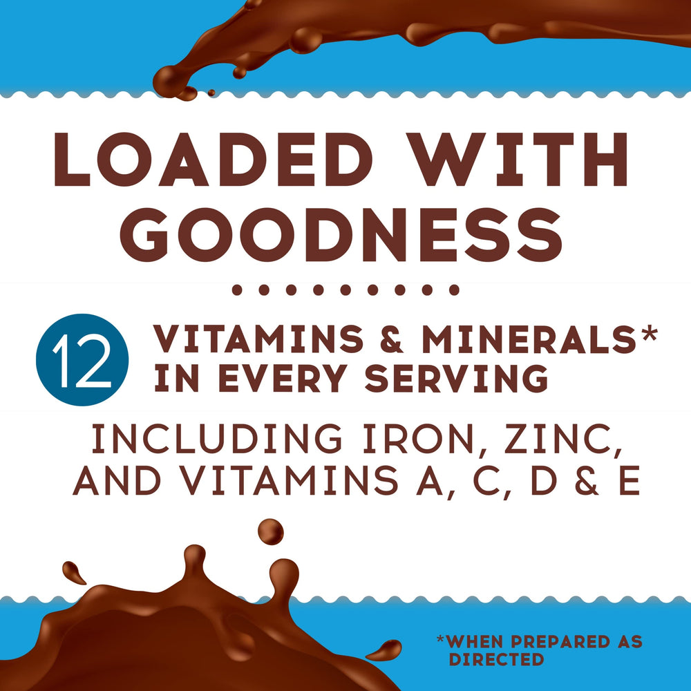 Ovaltine rich chocolate powder stirred into milk for comforting drinks.