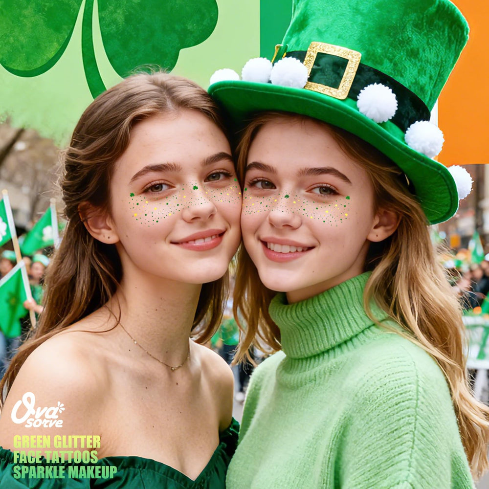 Ovasorve gold-foil shamrocks brighten photos for parties, pubs, and sunny St. Patrick's days.
