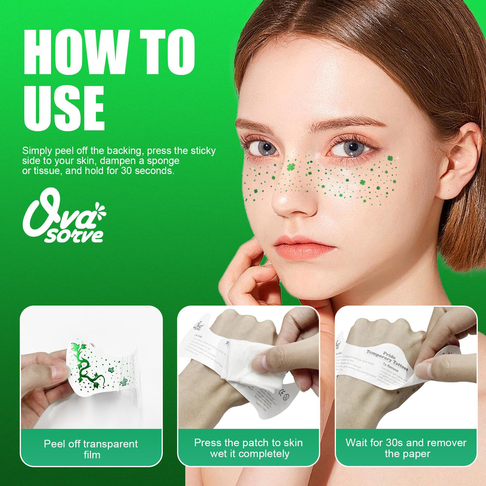 Ovasorve shimmering green face decorations for an eye-catching look