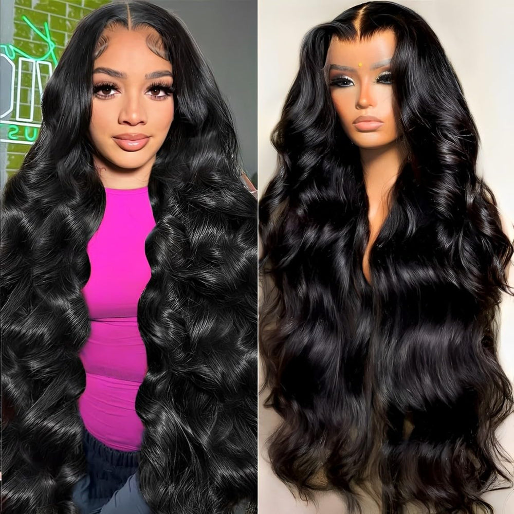 oveflect 30Inch wig front view with natural lace front for seamless hairline.