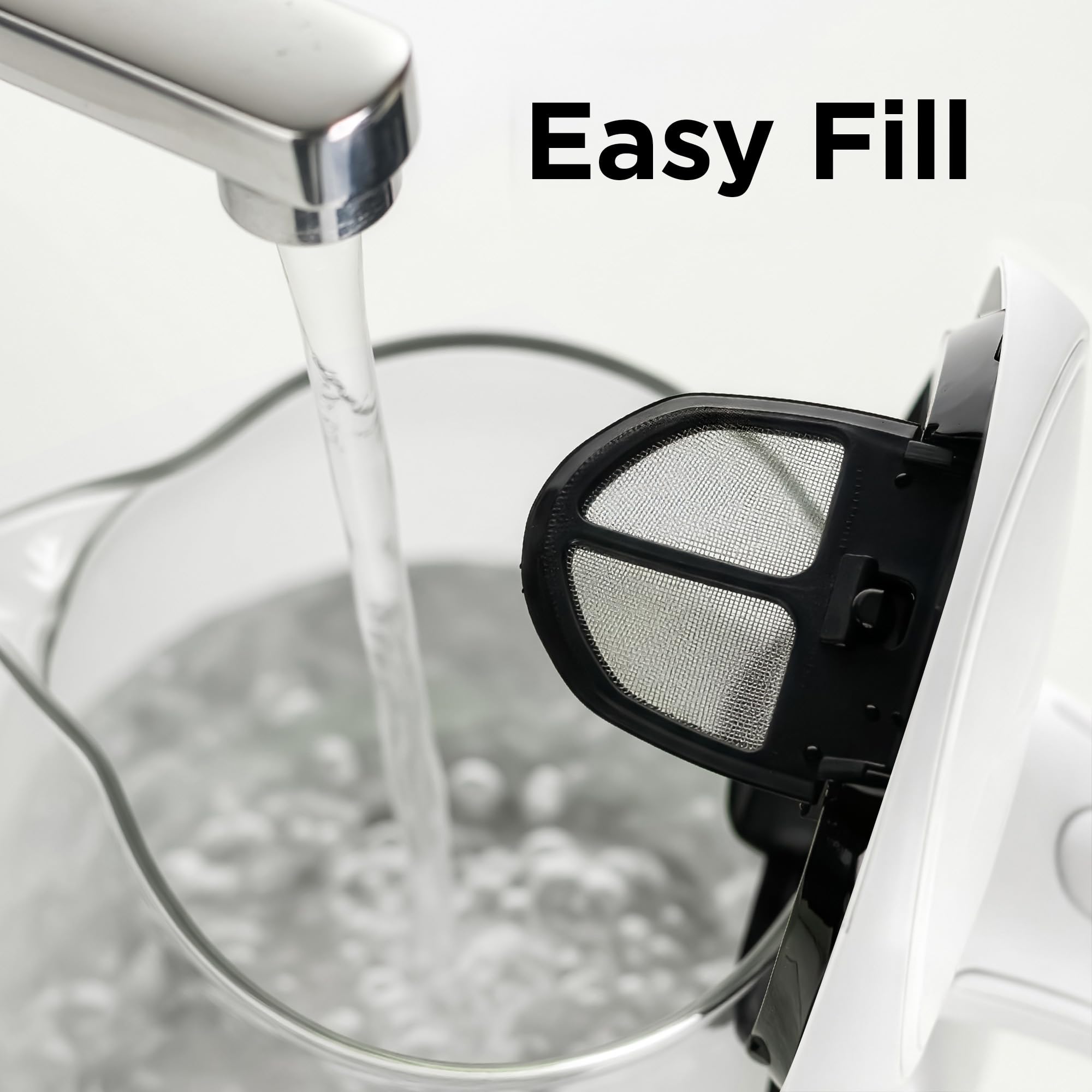 OVENTE KG83W removable, washable filter keeps water clear.