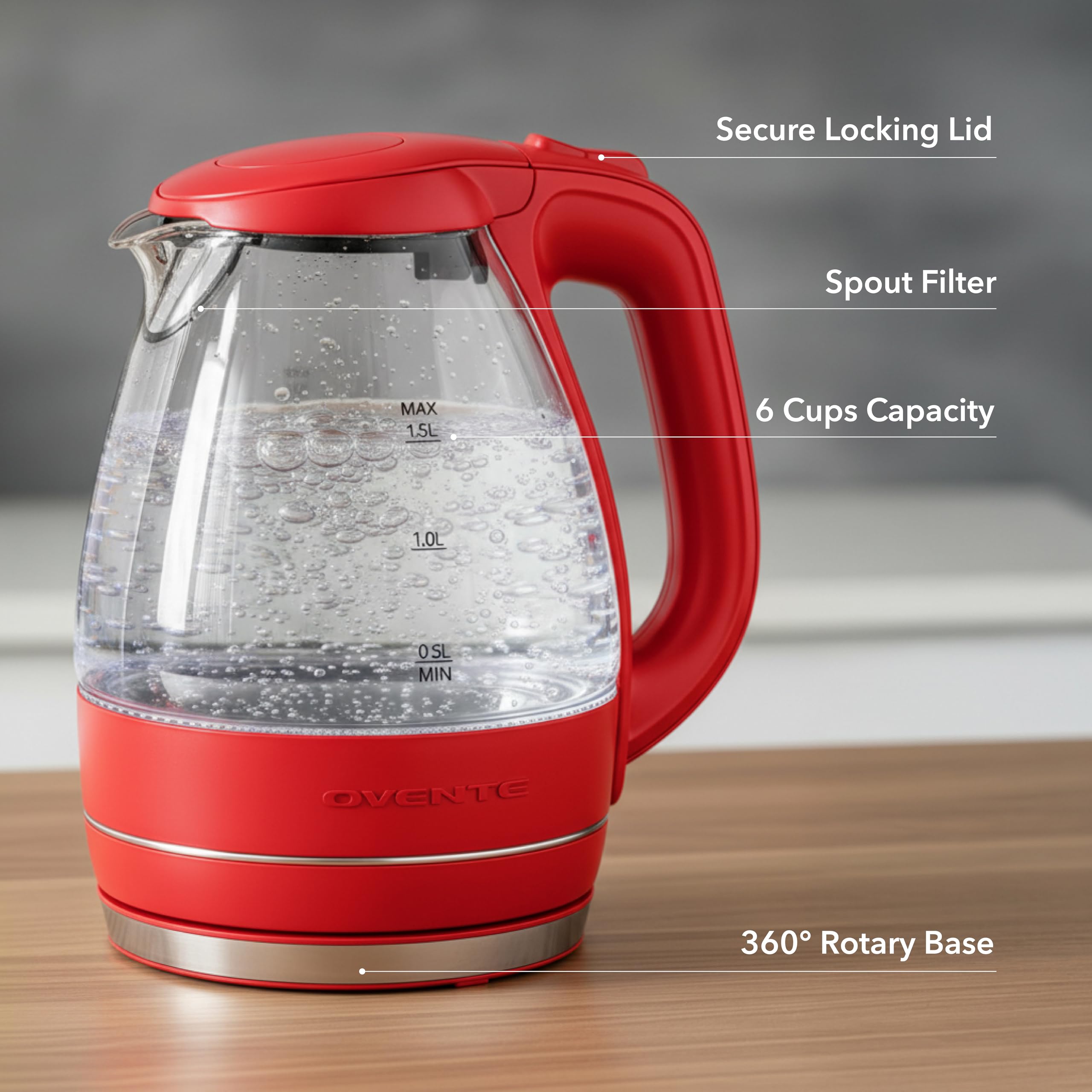 OVENTE KG83R boil-dry protection guards against dry boiling