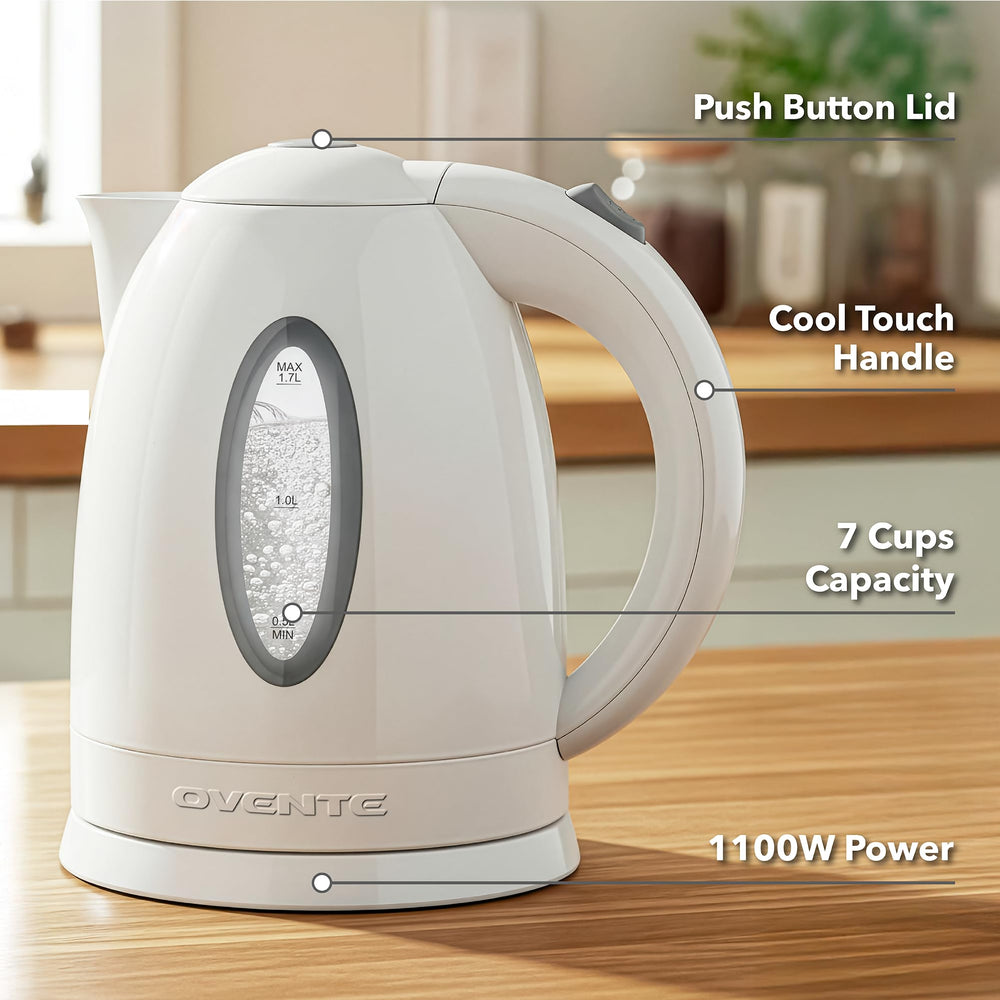 OVENTE KP72W auto shut-off feature shown for worry-free boiling