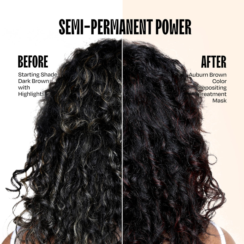 Overtone Auburn Brown color swatch showing shade intensity on hair.