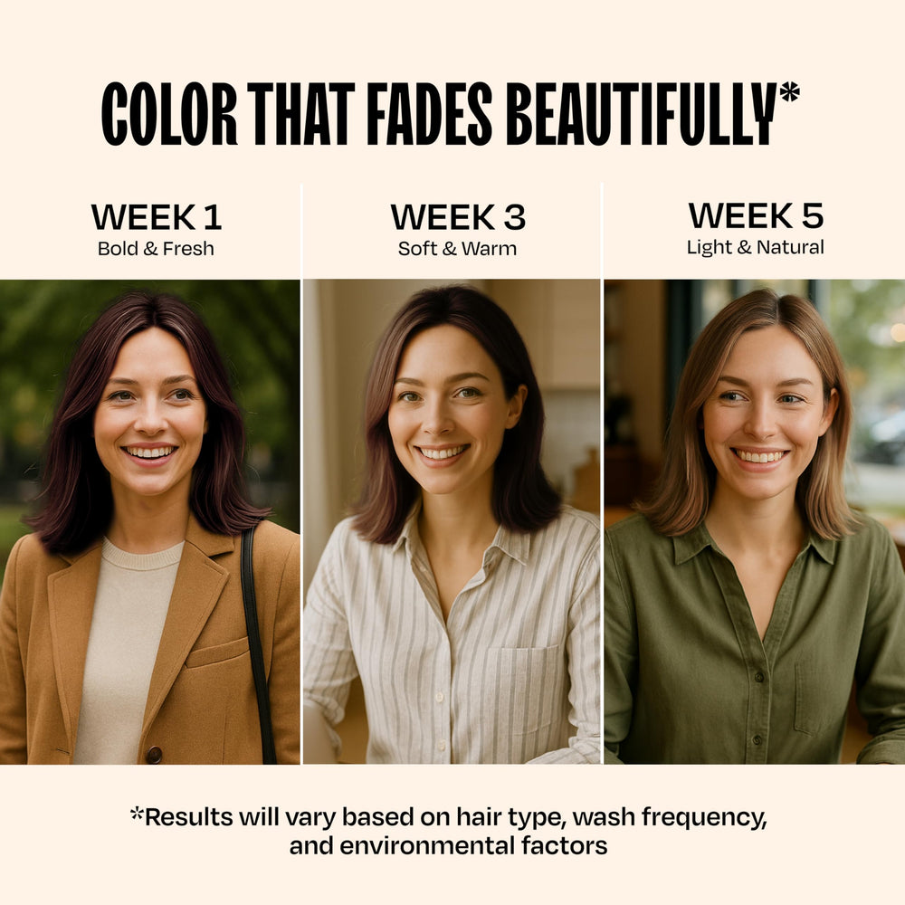 Overtone Auburn Brown rinse with warm water to reveal color.