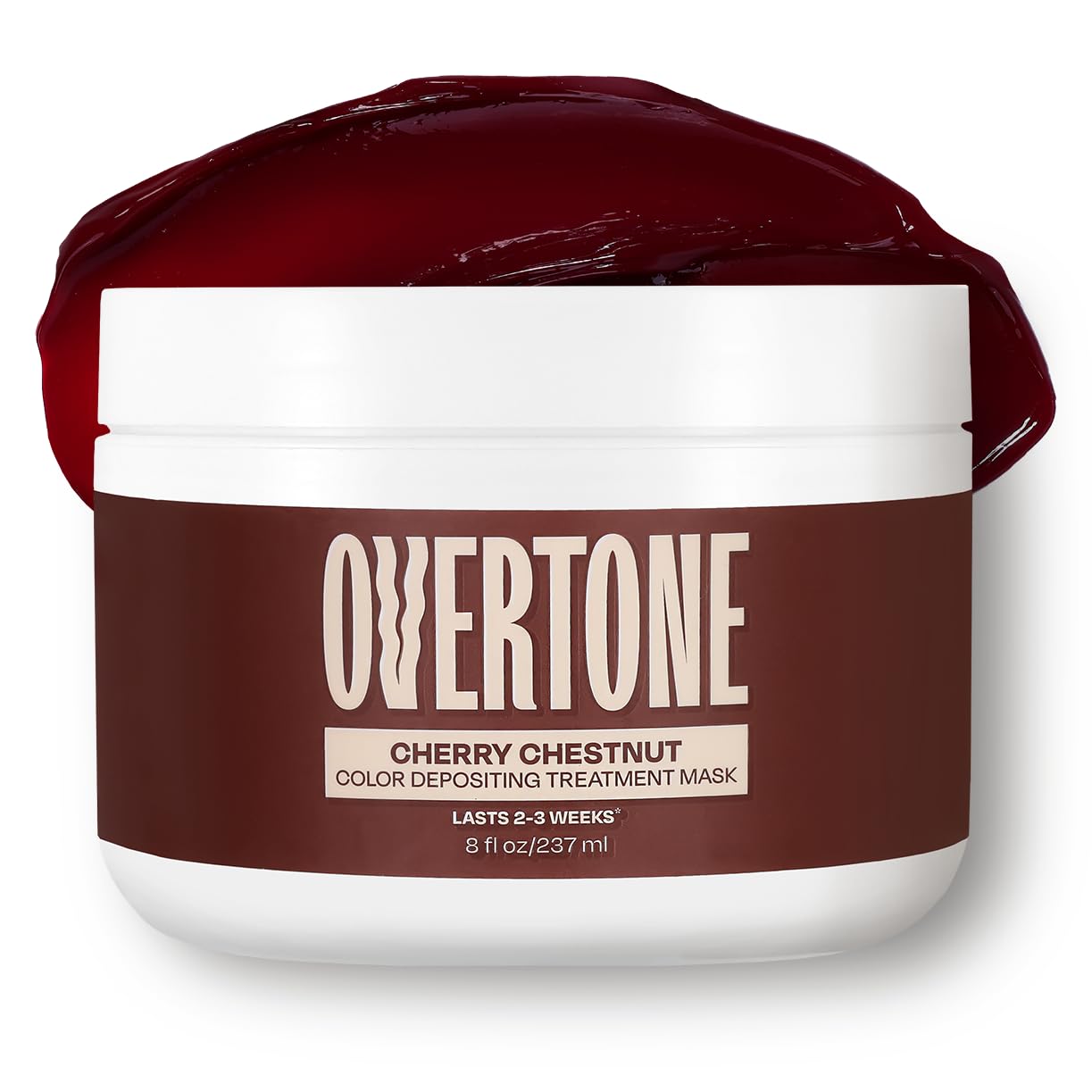 oVertone Cherry Chestnut bottle shows vibrant pigment for at home color care