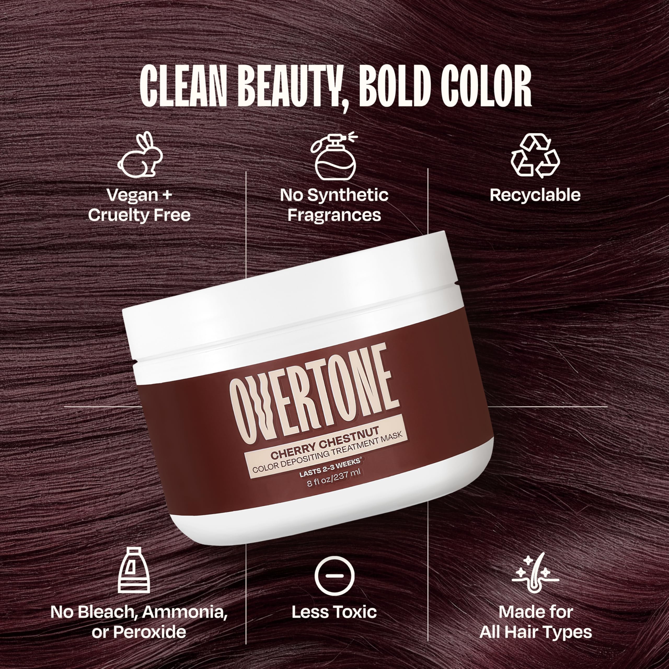 oVertone Cherry Chestnut jar closeup emphasizes creamy texture and moisture