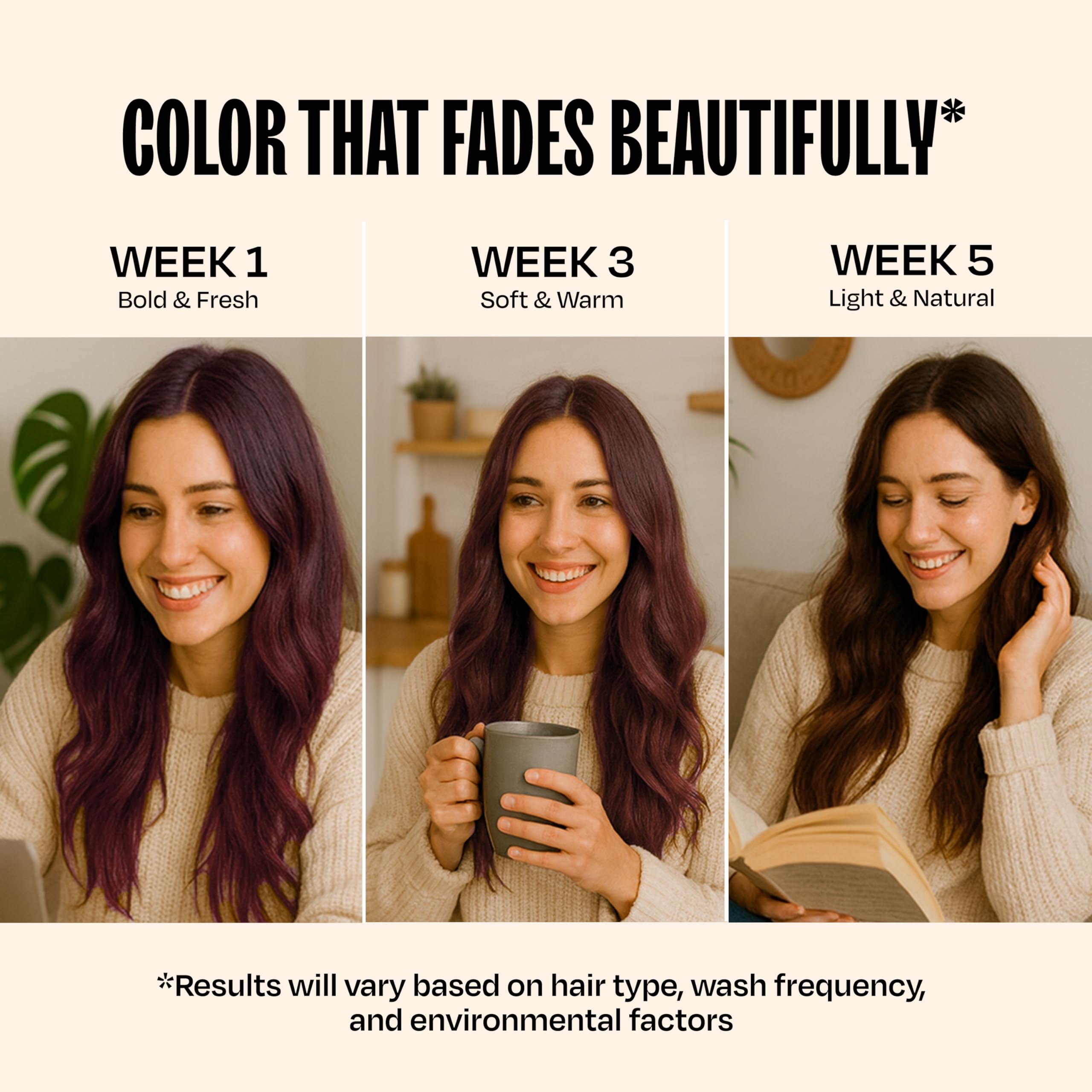 oVertone Cherry Chestnut on natural hair shows shine and fade resistant pigment