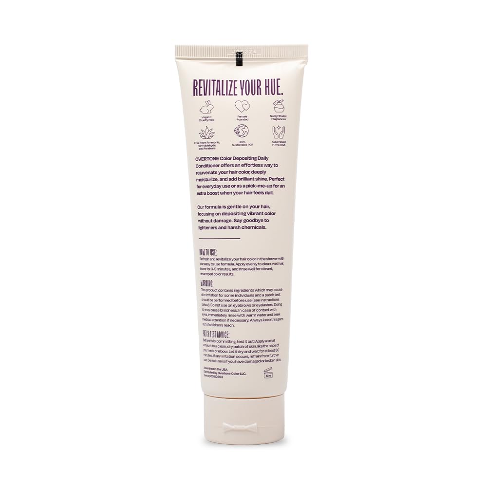 Overtone packaging highlights vegan, cruelty-free branding and clean formula