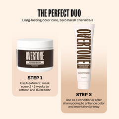 overtone Espresso Brown color depositing mask close-up on hair strands