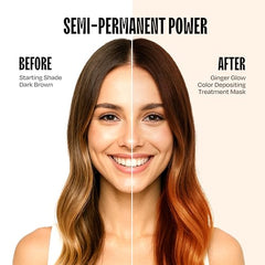 oVertone Ginger Glow hair before-and-after close-up showing renewal and shine.