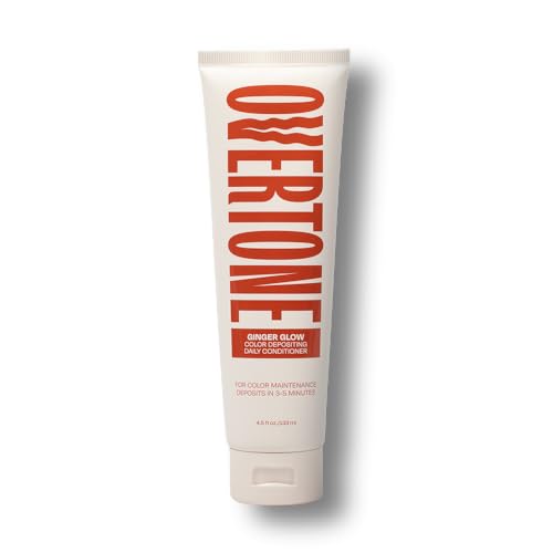 Overtone Ginger Glow jar closeup label highlights vegan, cruelty-free color care.